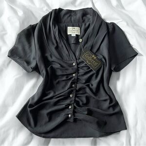 Vintage 1950s/60s Collectif Black Button Up Ladies Blouse